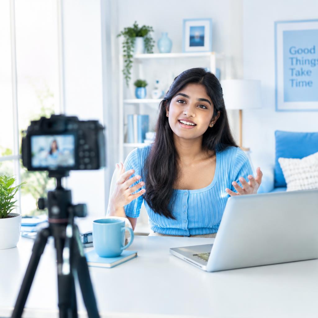 Creator recording a YouTube video for a brand